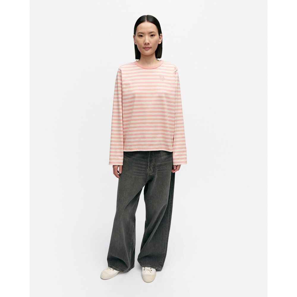 New Marimekko Tasaraita Relaxed Longsleeve Jersey Top XXS